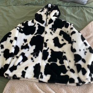 Cow print Faux Fur Coat